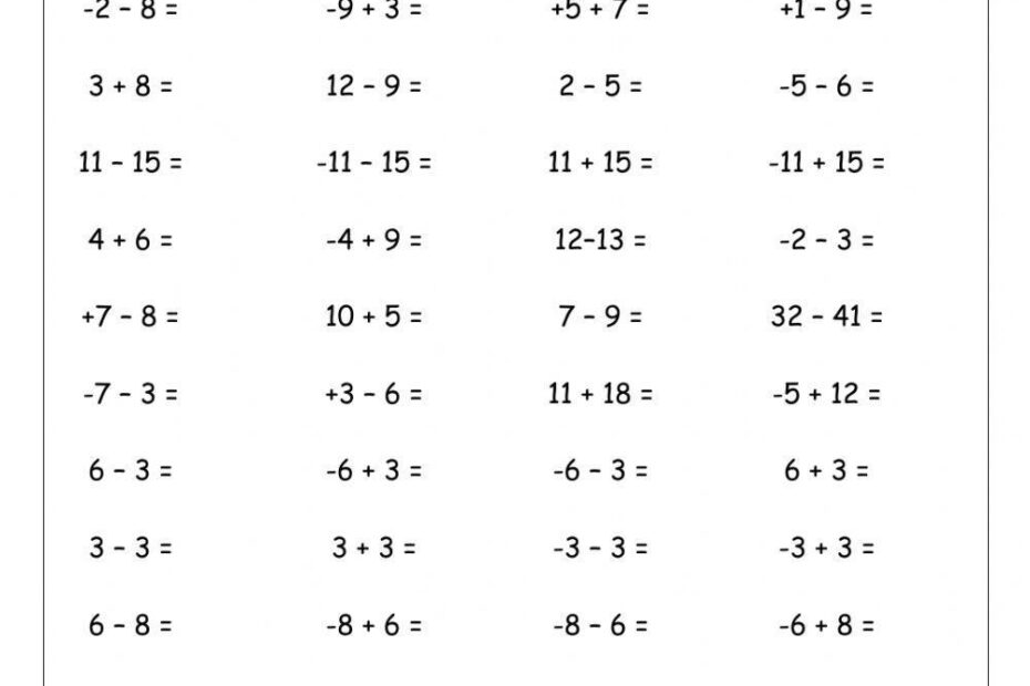 Addition And Subtraction Of Integers Interactive Worksheet Live Worksheets Library