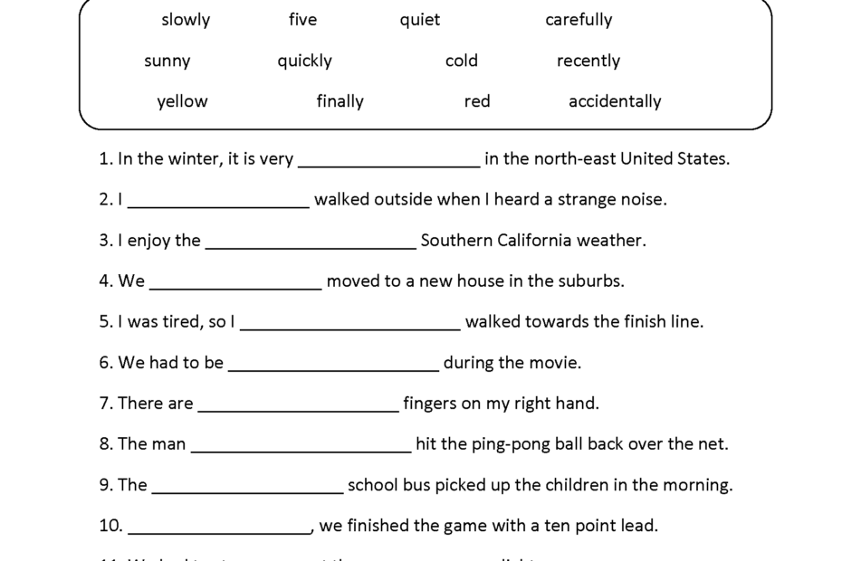 Adjectives Or Adverbs Worksheets Fill In Adjectives Or Adverbs Worksheet