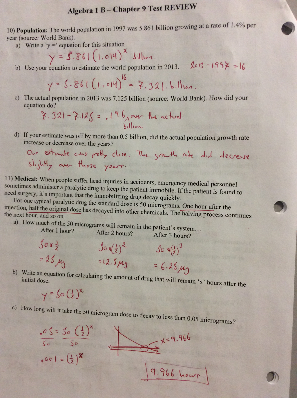 exponential growth decay worksheet