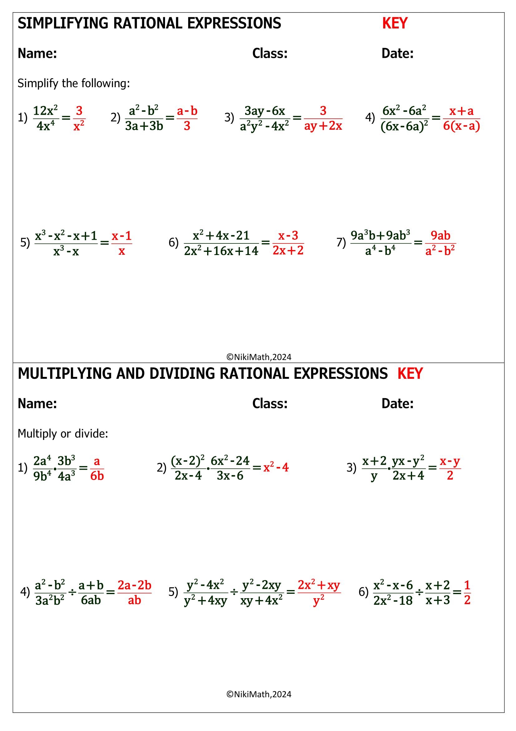 pre calc worksheet