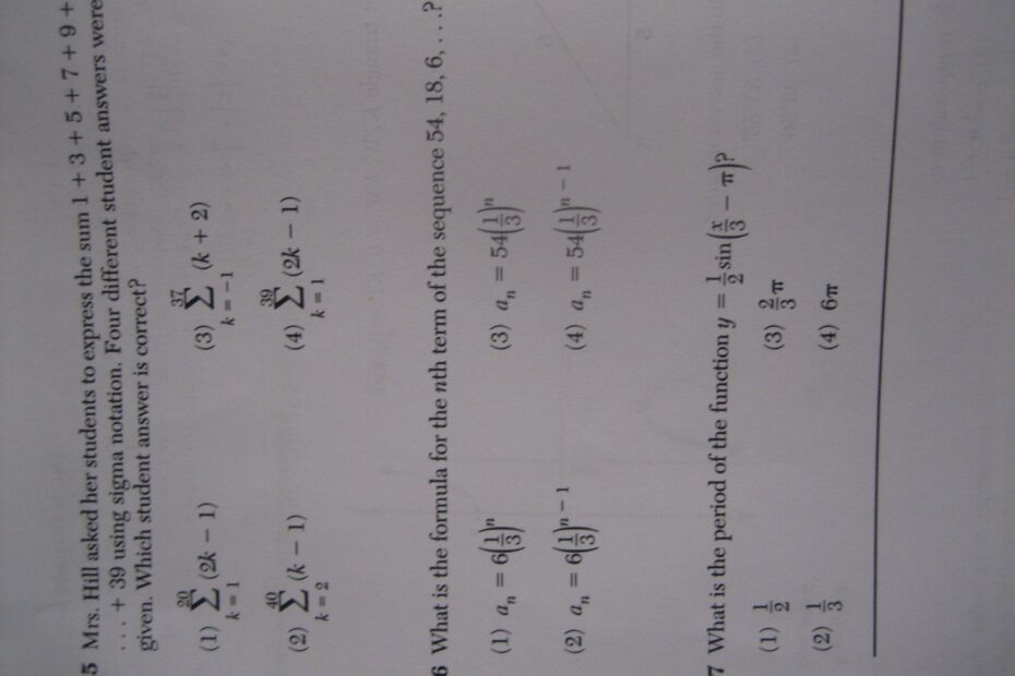 Algebra 2 Trigonometry Regents Full List Of Multiple Choice Questions JD2718