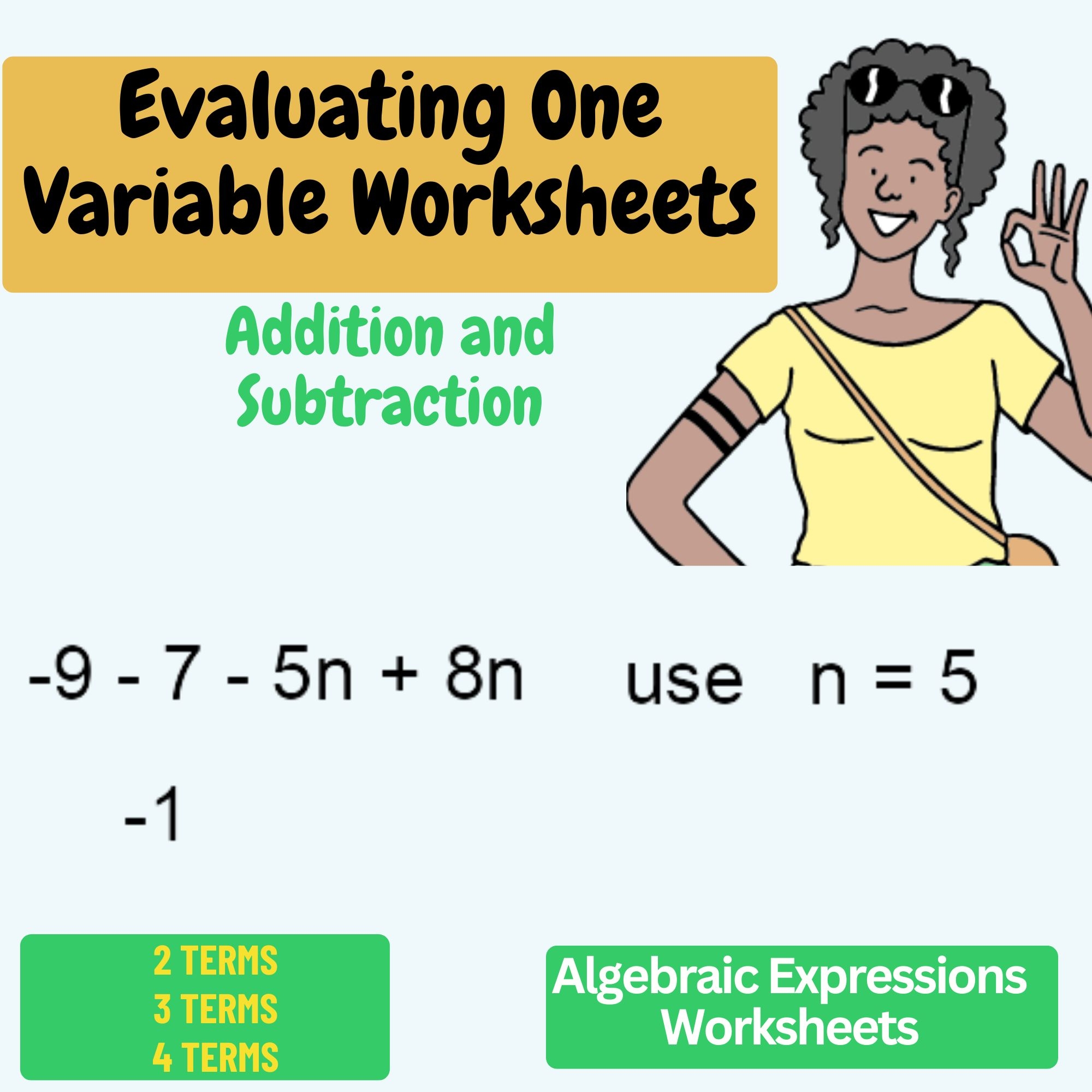 evaluating expressions worksheet 7th
