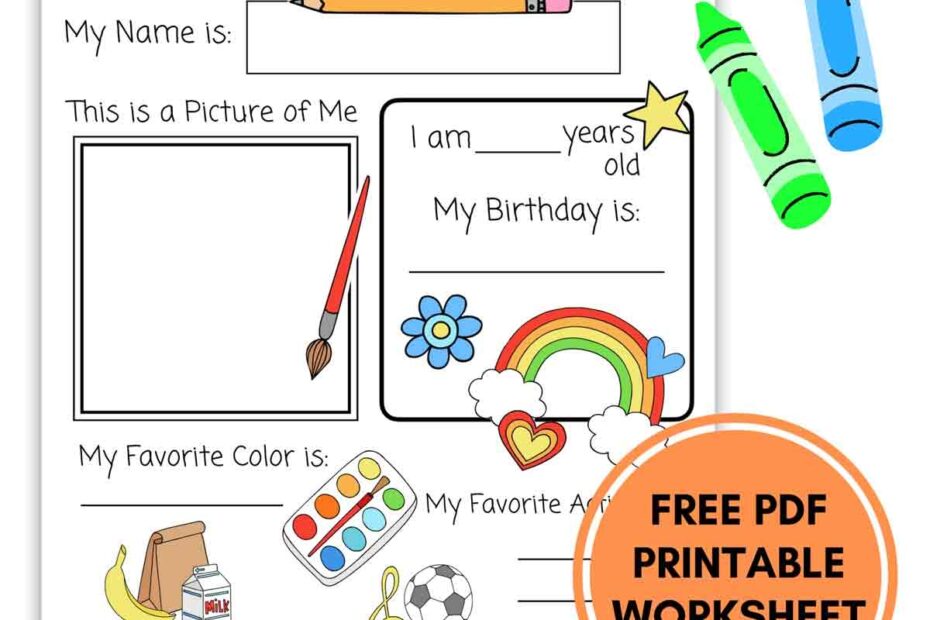 All About Me Printable Preschool Worksheet Free PDF MindyMakes