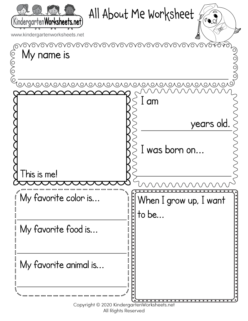 all about me worksheet kindergarten