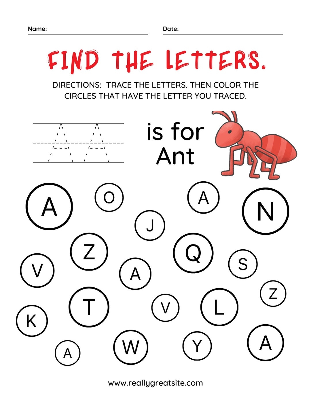 Alphabet Find The Letter Printable Worksheets PDF Etsy