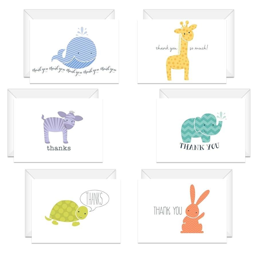 printable animal thank you cards