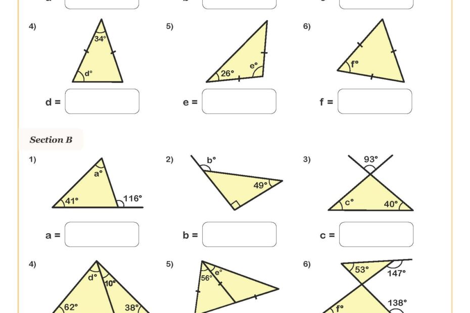 Angles In Triangles Free Worksheet Printable PDF Worksheets