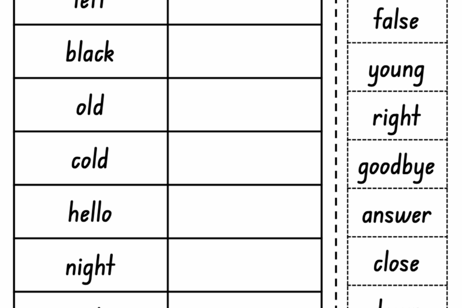 Antonyms Worksheets