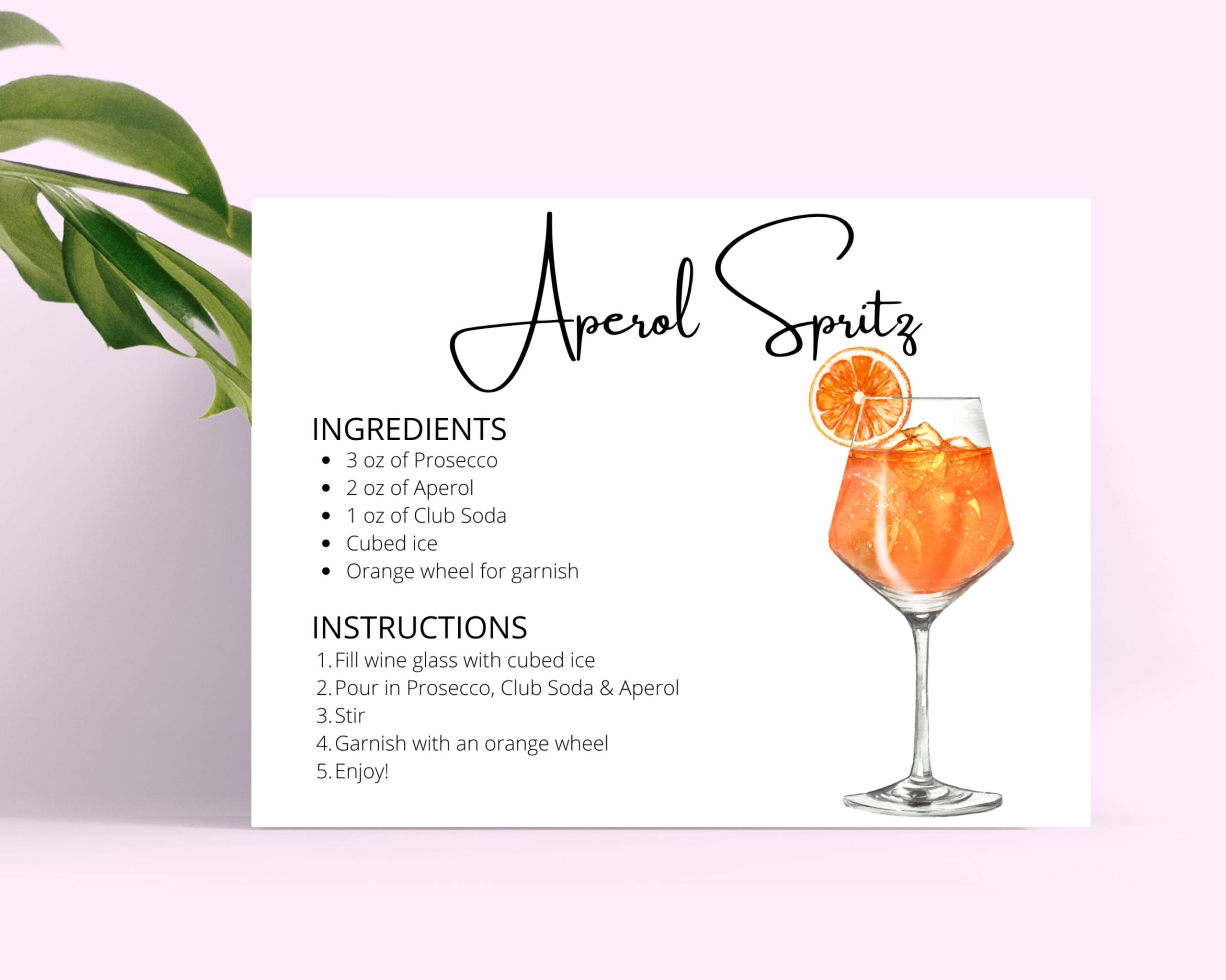 Aperol Spritz 2 0 DIGITAL DOWNLOAD Cocktail Recipe Card Cocktail Recipe Cocktail Recipes Instant Download Recipe Cards Printable Aperol Etsy