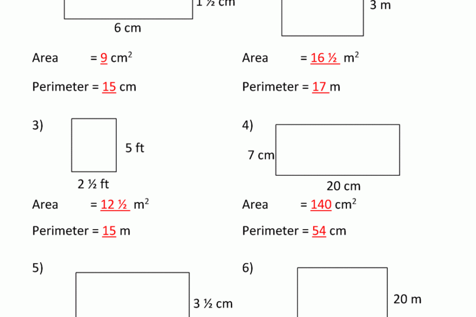 Area And Perimeter Of Rectangle