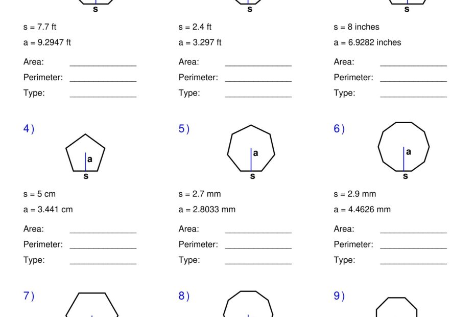 Area And Perimeter Of Regular Polygons Quadrilaterals And
