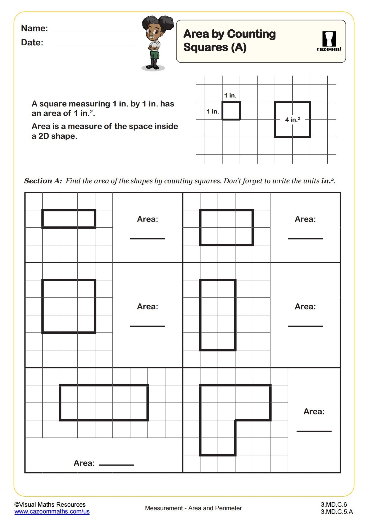 area worksheets 3rd grade