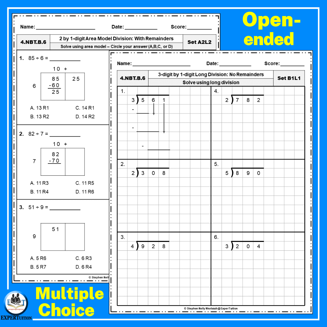 partial quotients worksheet