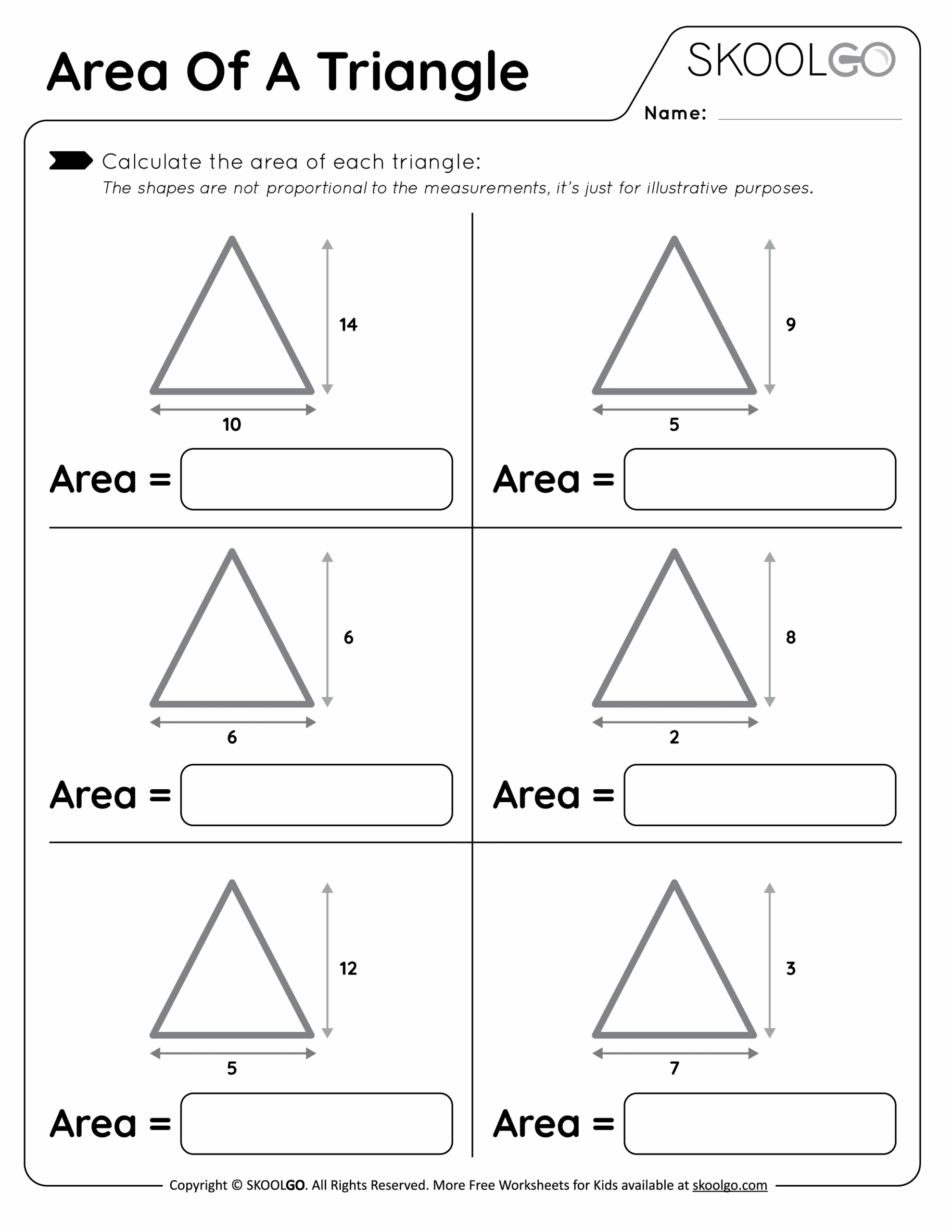 Area Of A Triangle Free Worksheet For Kids SKOOLGO Worksheets Library