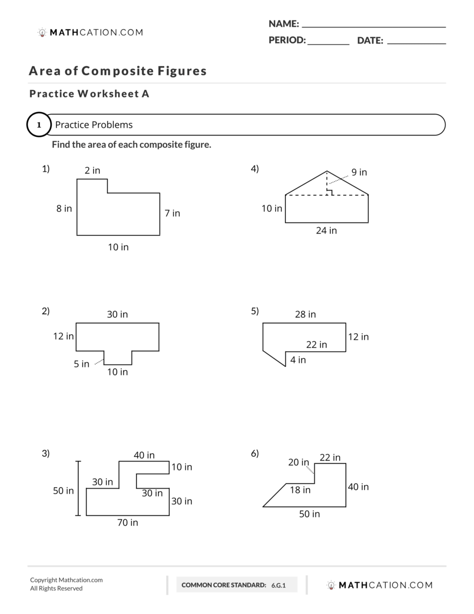 area of composite figures worksheets