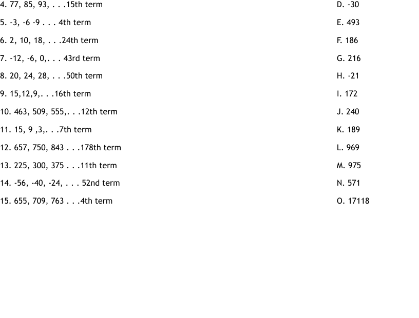Arithmetic Sequence Worksheet WordMint