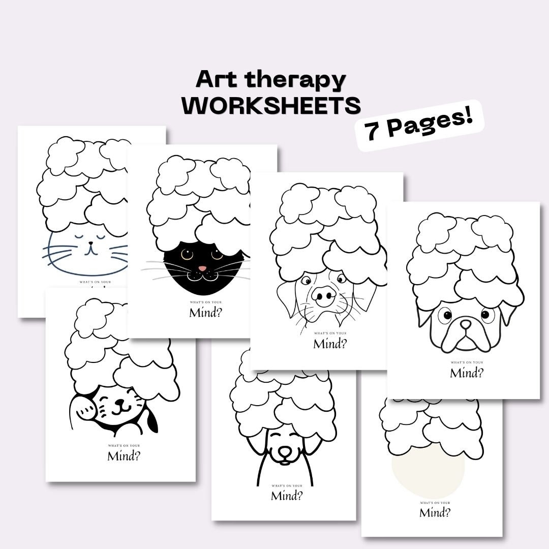 Art Therapy Worksheet Group Therapy Worksheet Mental Health Template Self Care Gift Therapist Worksheets Whats On Your Mind Pdf Etsy
