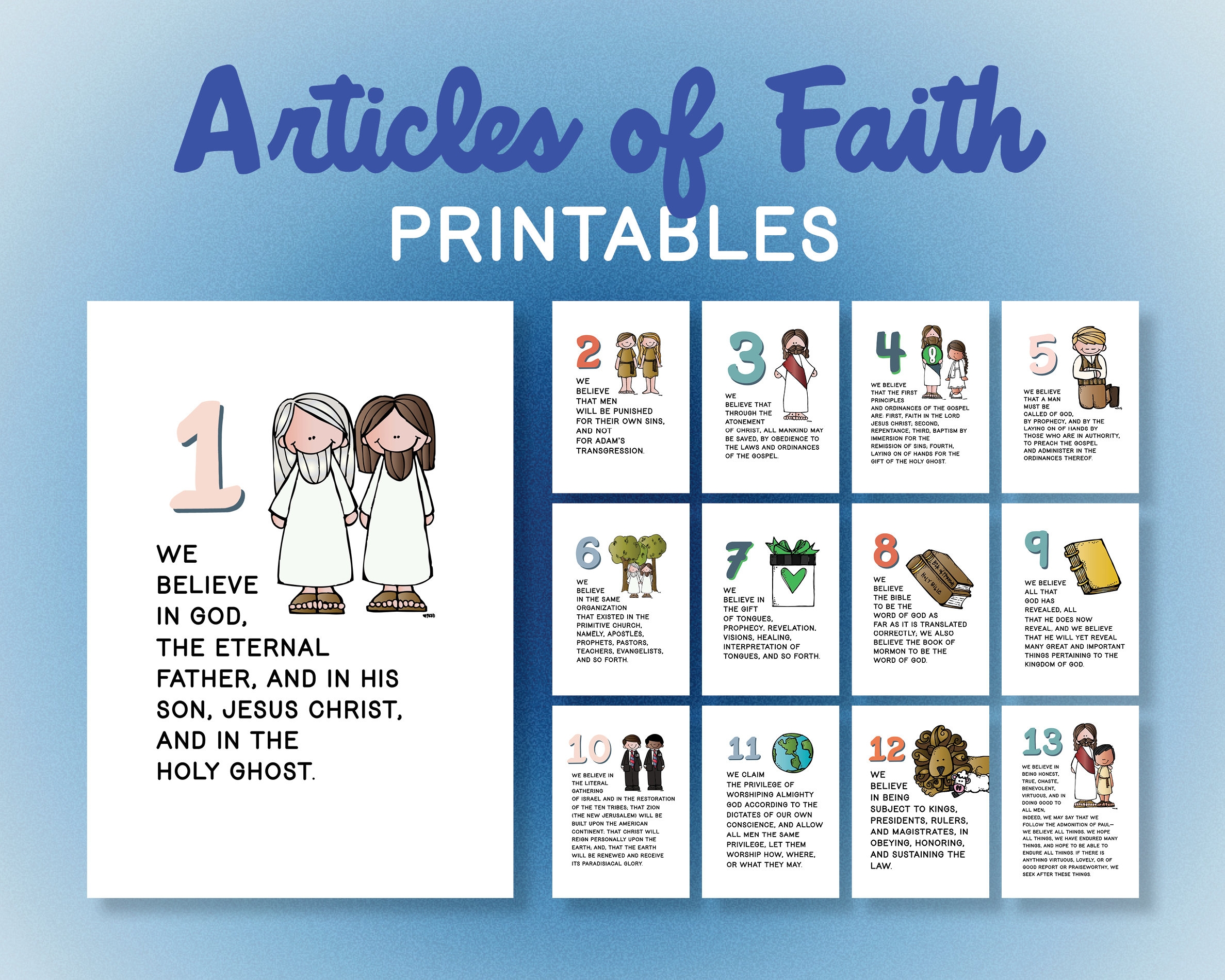 Articles Of Faith Printables Six Sizes LDS Primary Printables 
