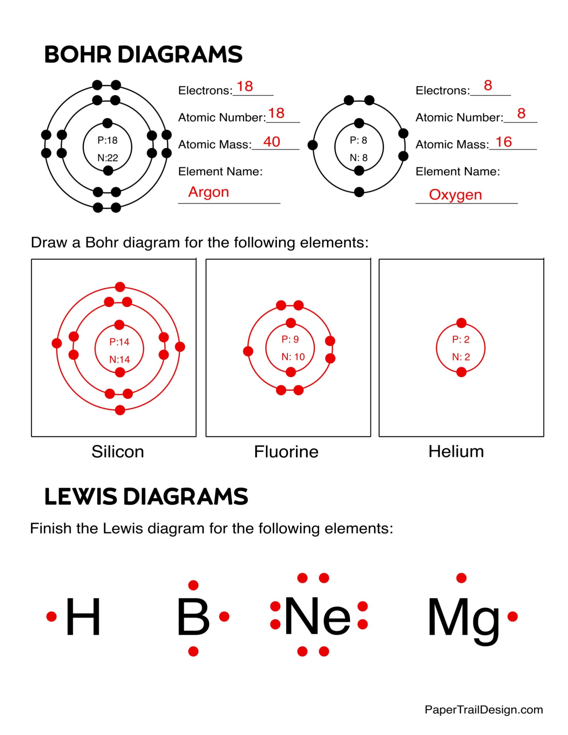bohr atomic models worksheet