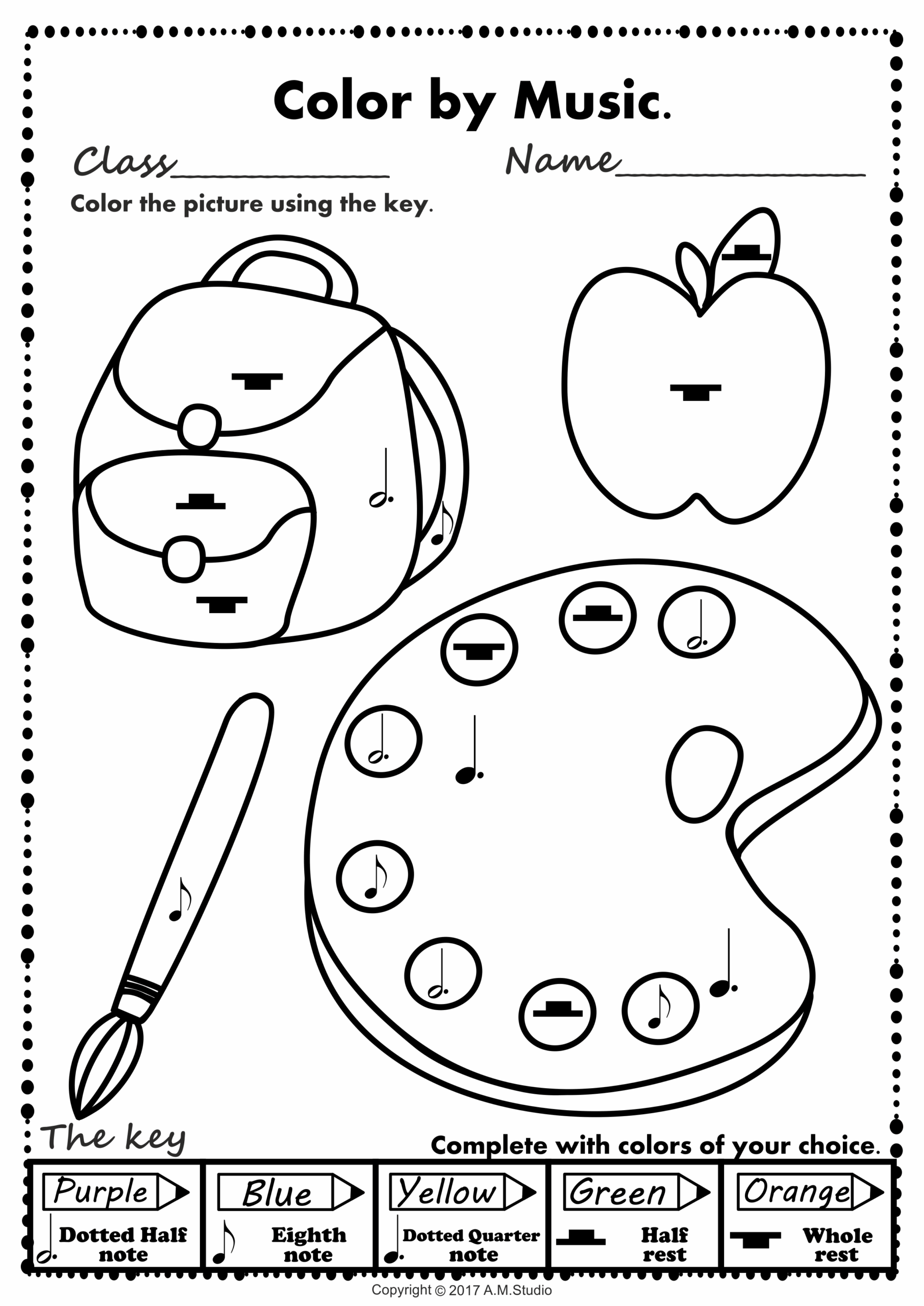 music colouring worksheets