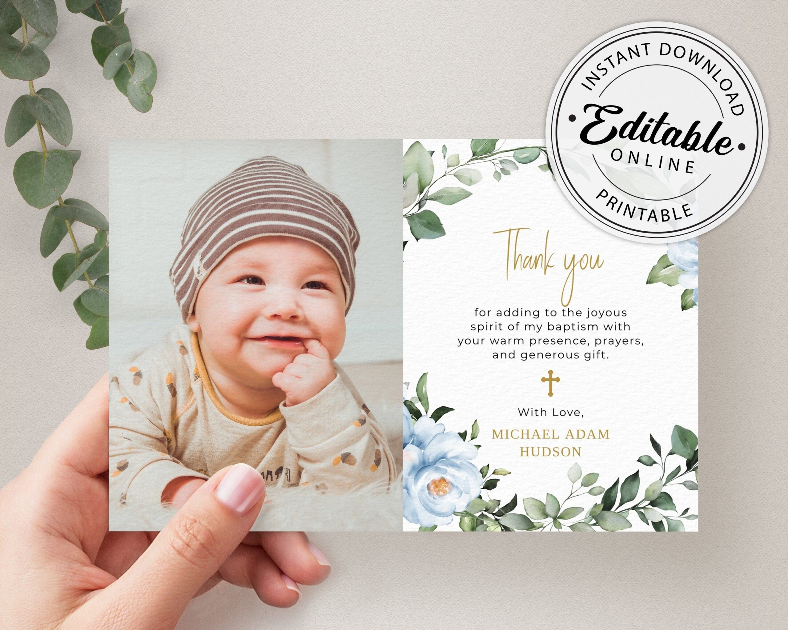 printable baptism thank you cards
