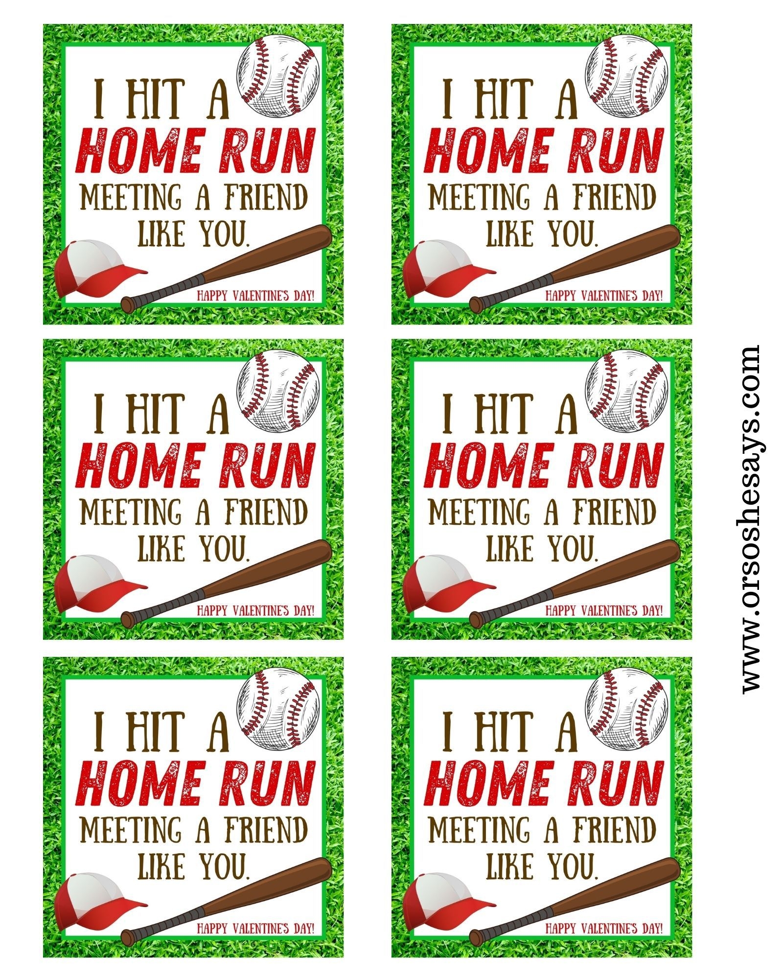 Baseball Valentine Printable Totally Free Or So She Says 