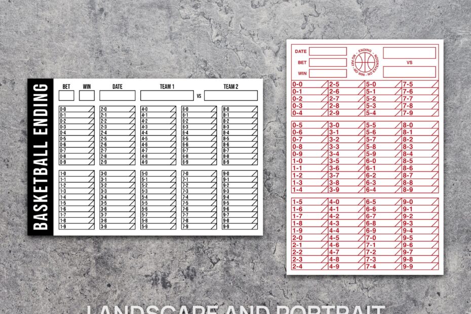 Basketball Ending Cards Printable 4x6 Black Red Blue Landscape Portrait Game Score Fundraiser Betting Sports Etsy Australia