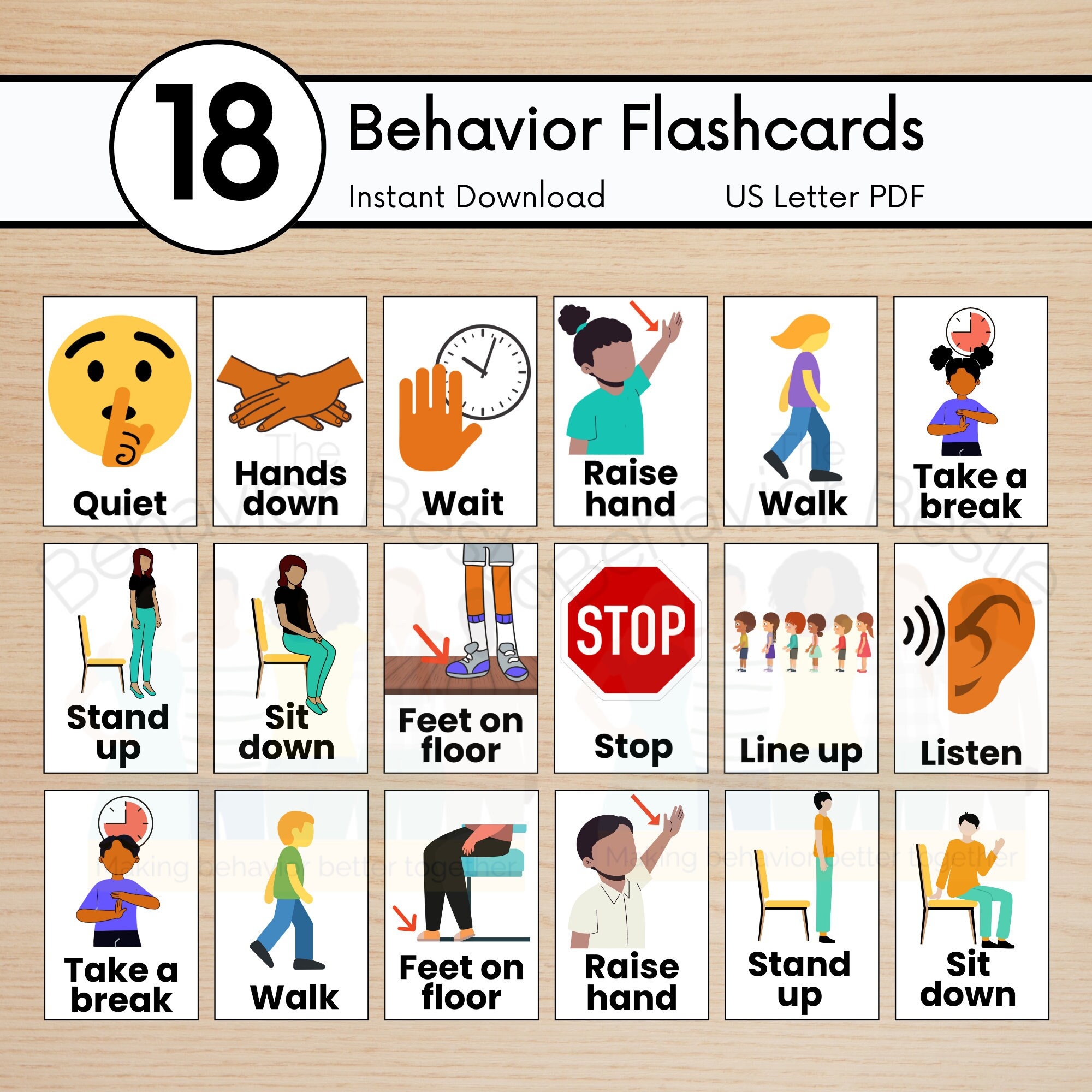 Behavior Flashcards Visual Behavior Cue Cards Visual Cue Cards 