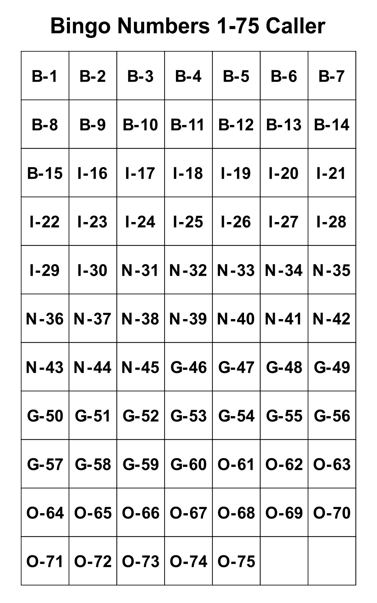 printable bingo cards 1-60