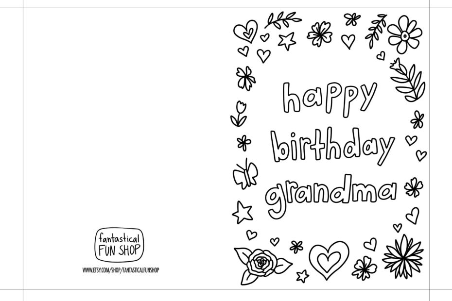 Birthday Card For Grandma From Grandchild PRINTABLE INSTANT DOWNLOAD Happy Birthday Grandma Grandmother Card Print And Color From Kid Etsy UK