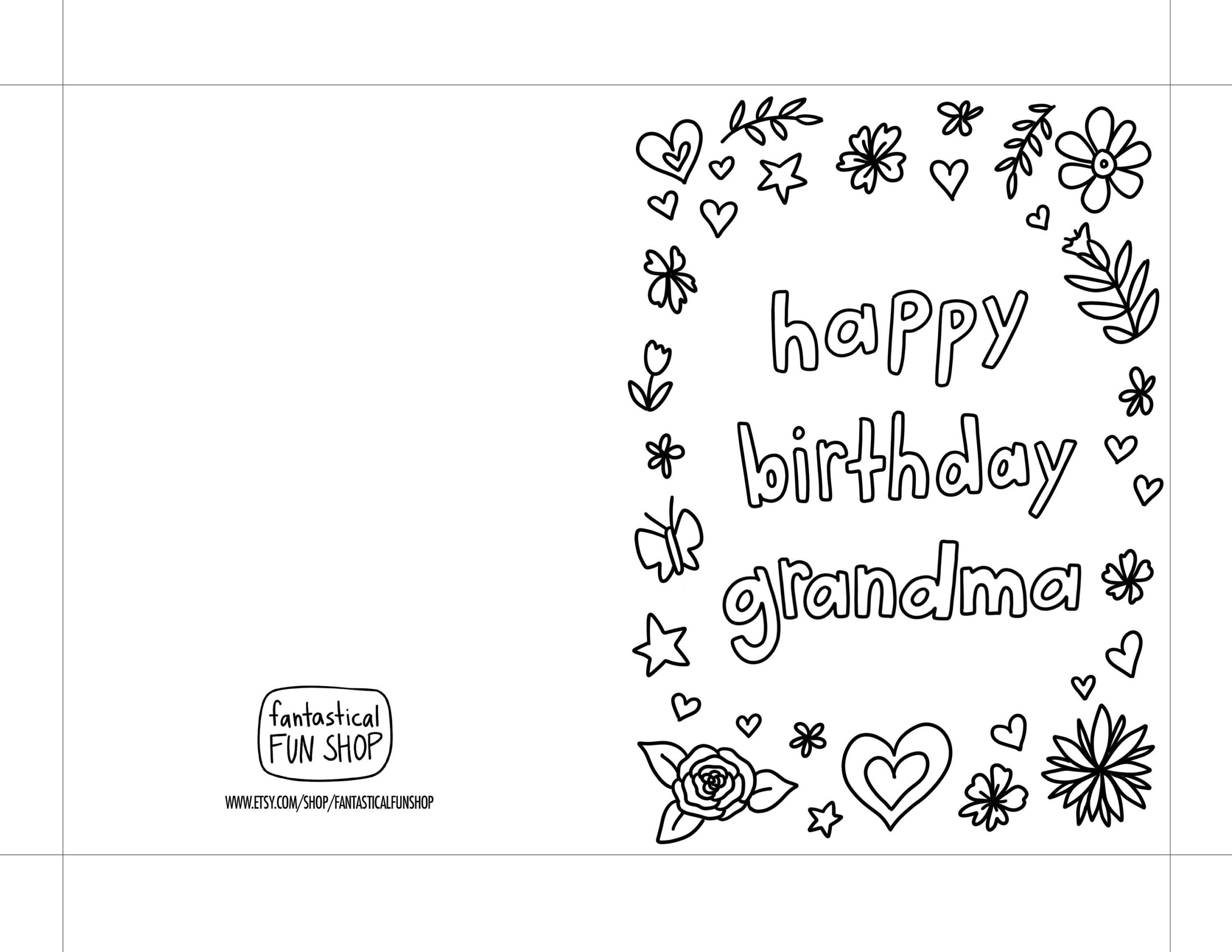 Birthday Card For Grandma From Grandchild PRINTABLE INSTANT DOWNLOAD Happy Birthday Grandma Grandmother Card Print And Color From Kid Etsy UK