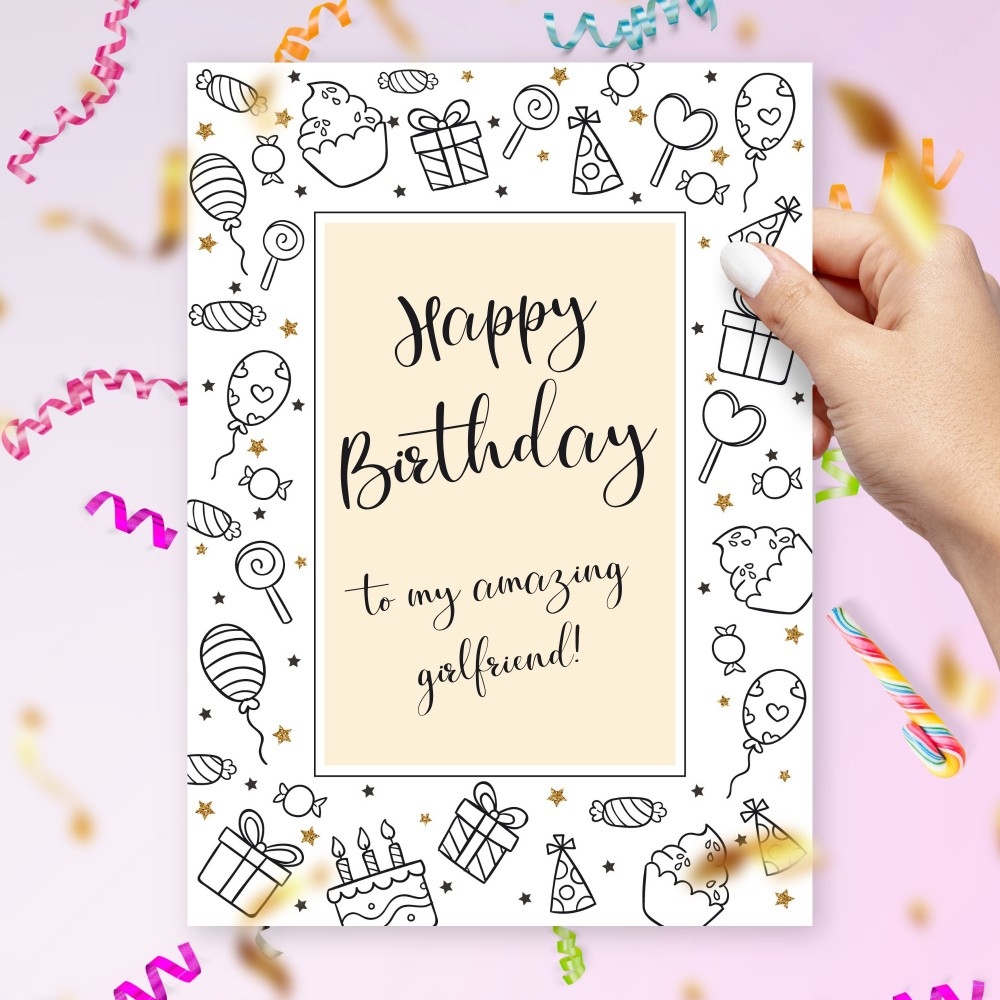 Birthday Card For My Amazing Girlfriend Template Editable Online