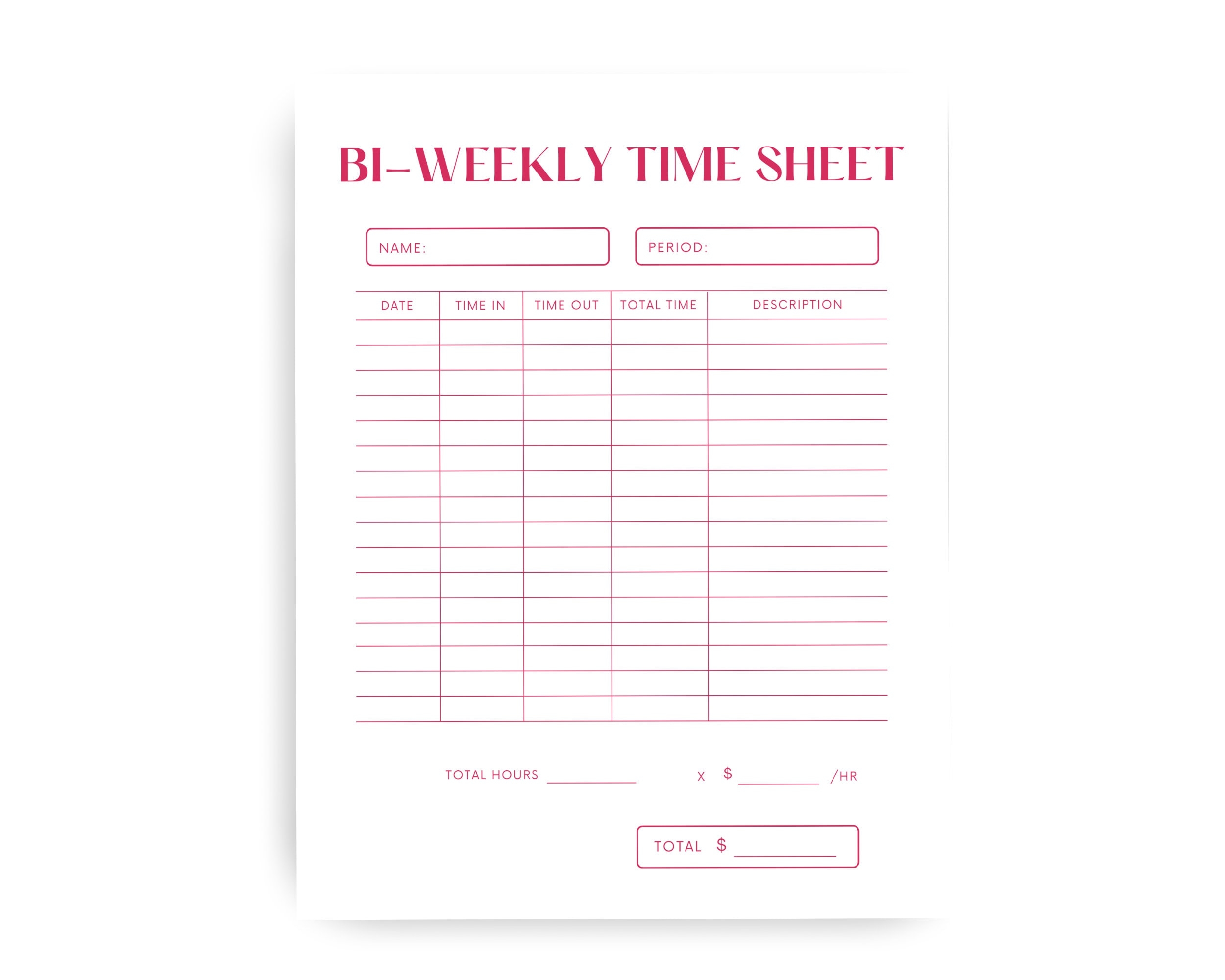 printable bi weekly time cards