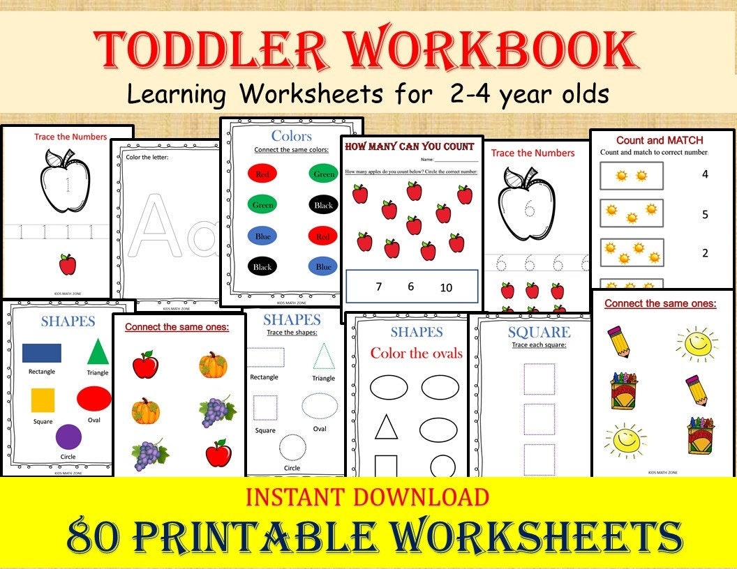 Buy TODDLER WORKBOOK 80 Printable Worksheets Kids Activities Preschool Learning Alphabet Tracing Numbers Shapes Colors 2 4 Year Old Online In India Etsy