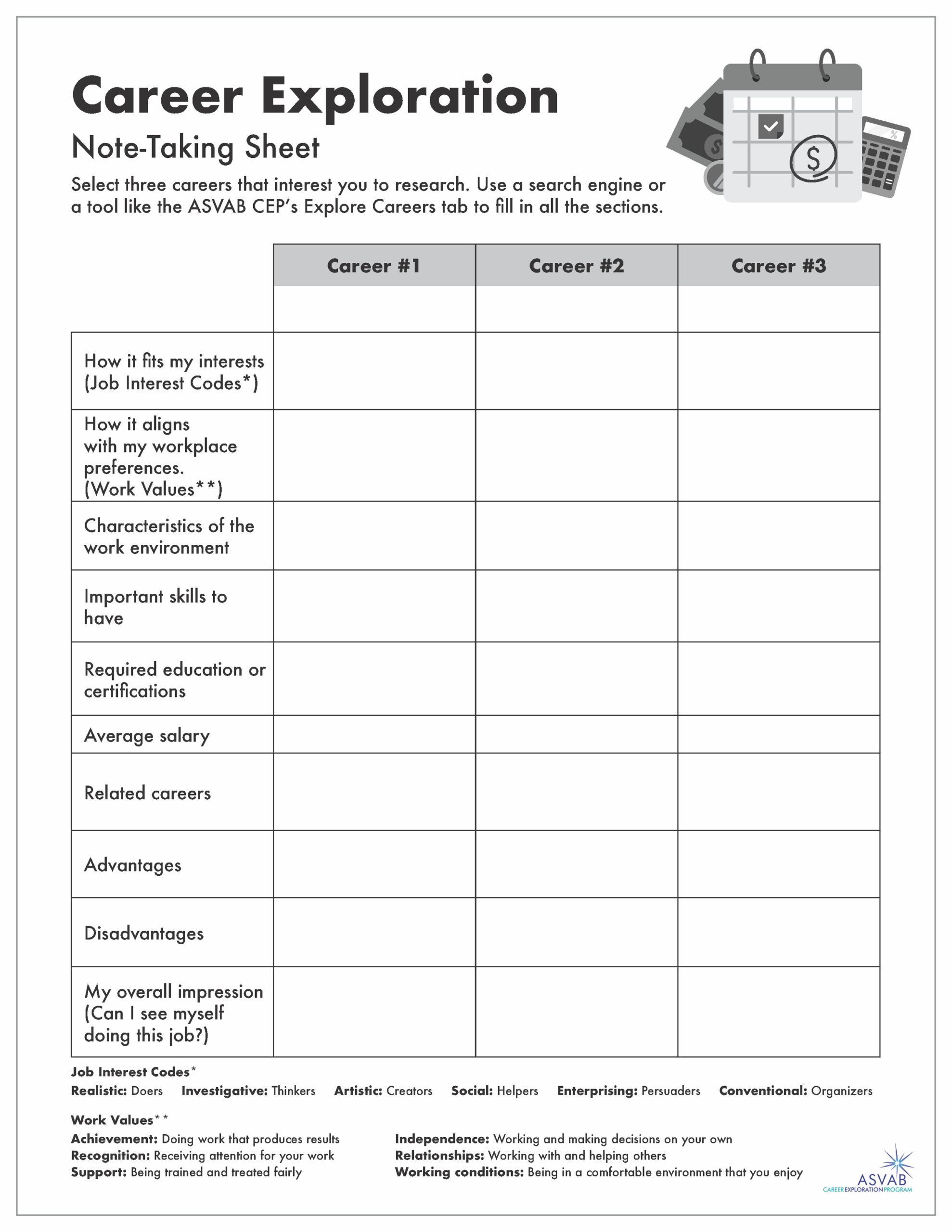 Career Exploration Activities For Students ASVAB CEP 
