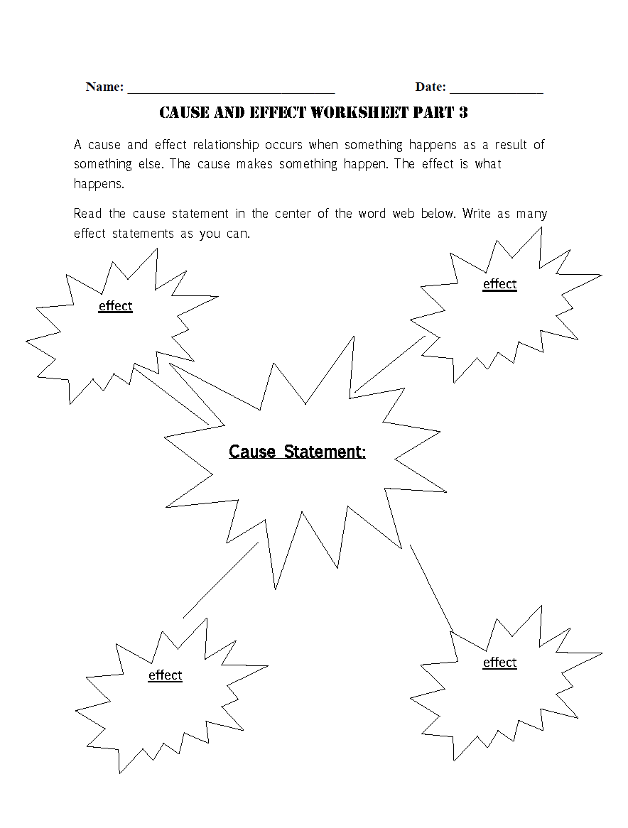 cause effect worksheets