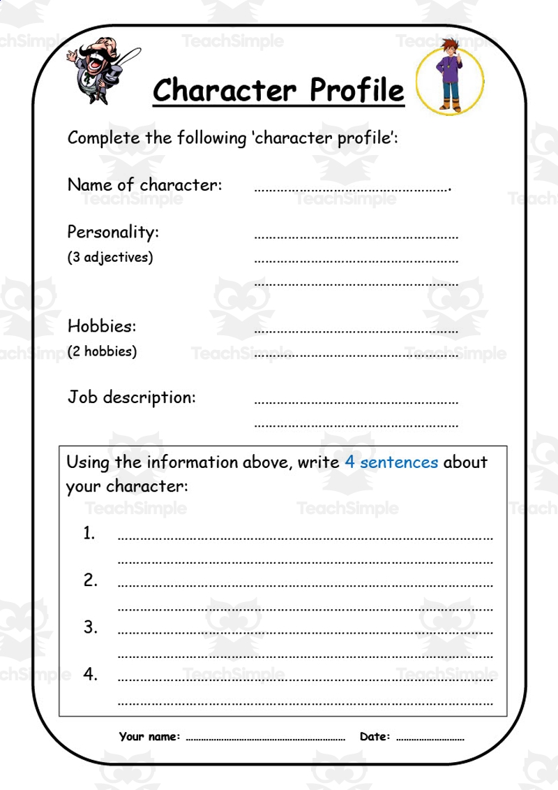 character worksheets