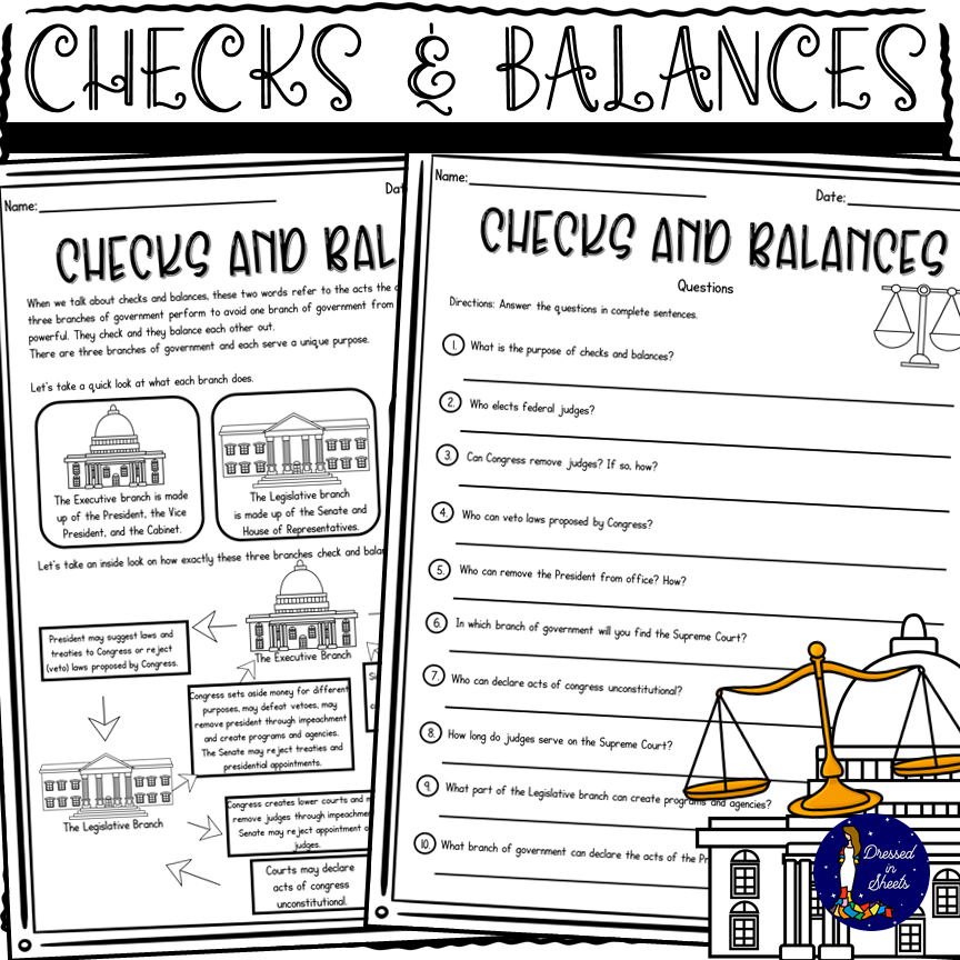 Checks And Balances Worksheets Made By Teachers