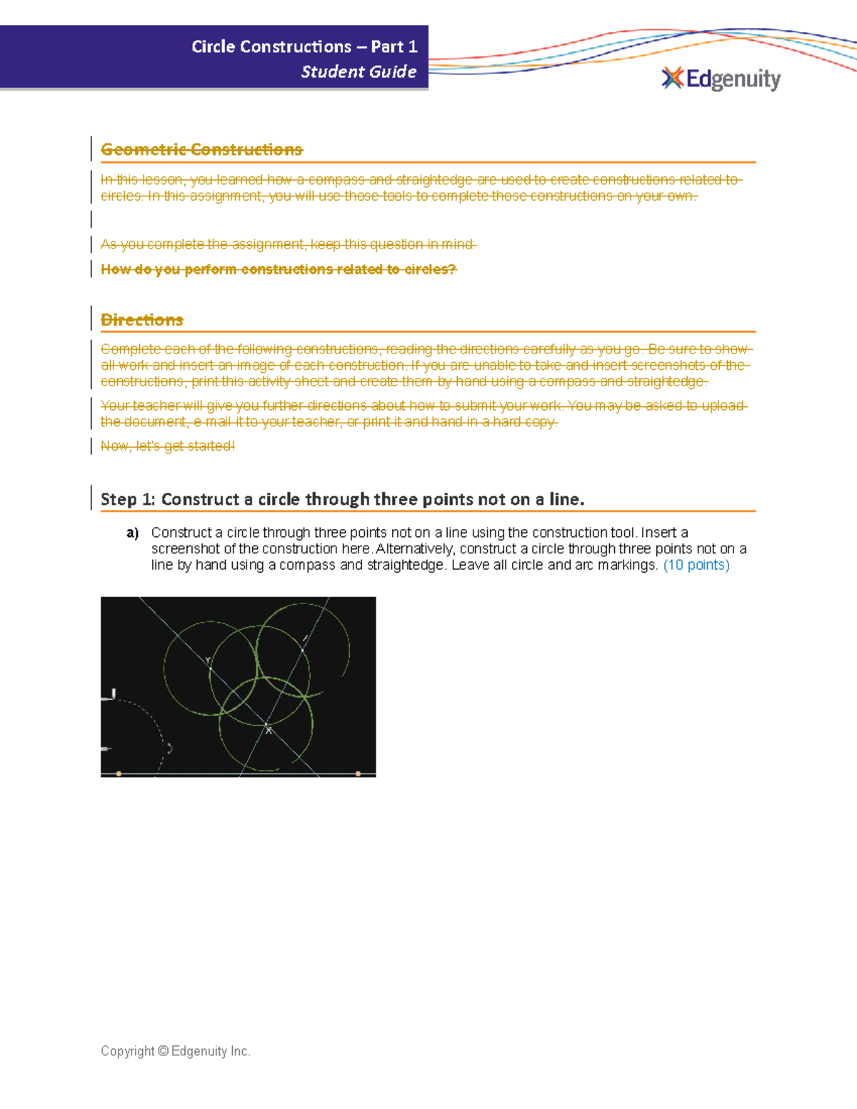 Circle Constructions Student Guide Part 1 Geometric Constructions In This Lesson You Learned Studocu