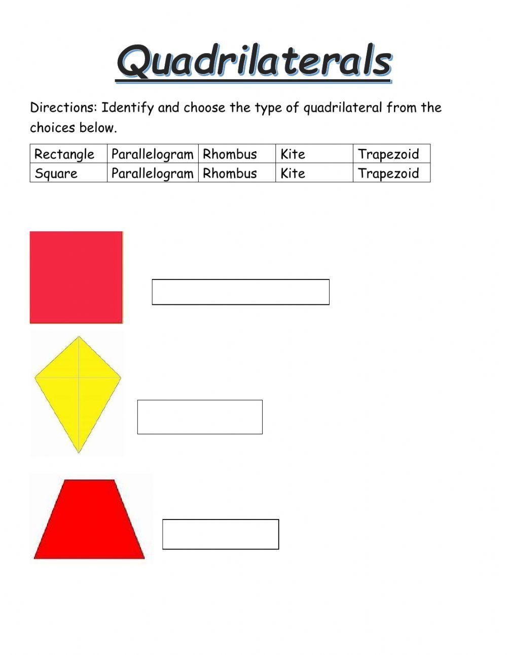 Classifying Quadrilaterals Interactive Worksheet Live Worksheets Worksheets Library