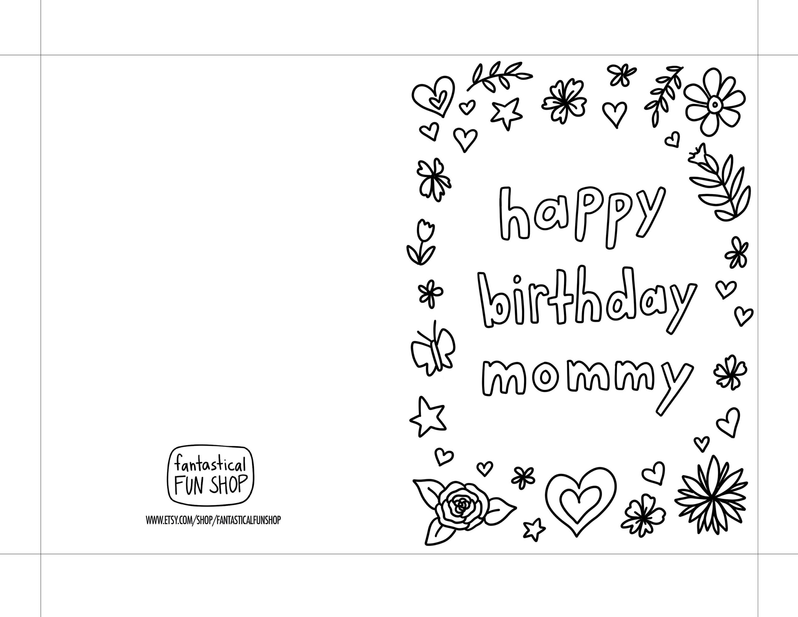COLORABLE Birthday Card For Mom From Child From Daughter From 