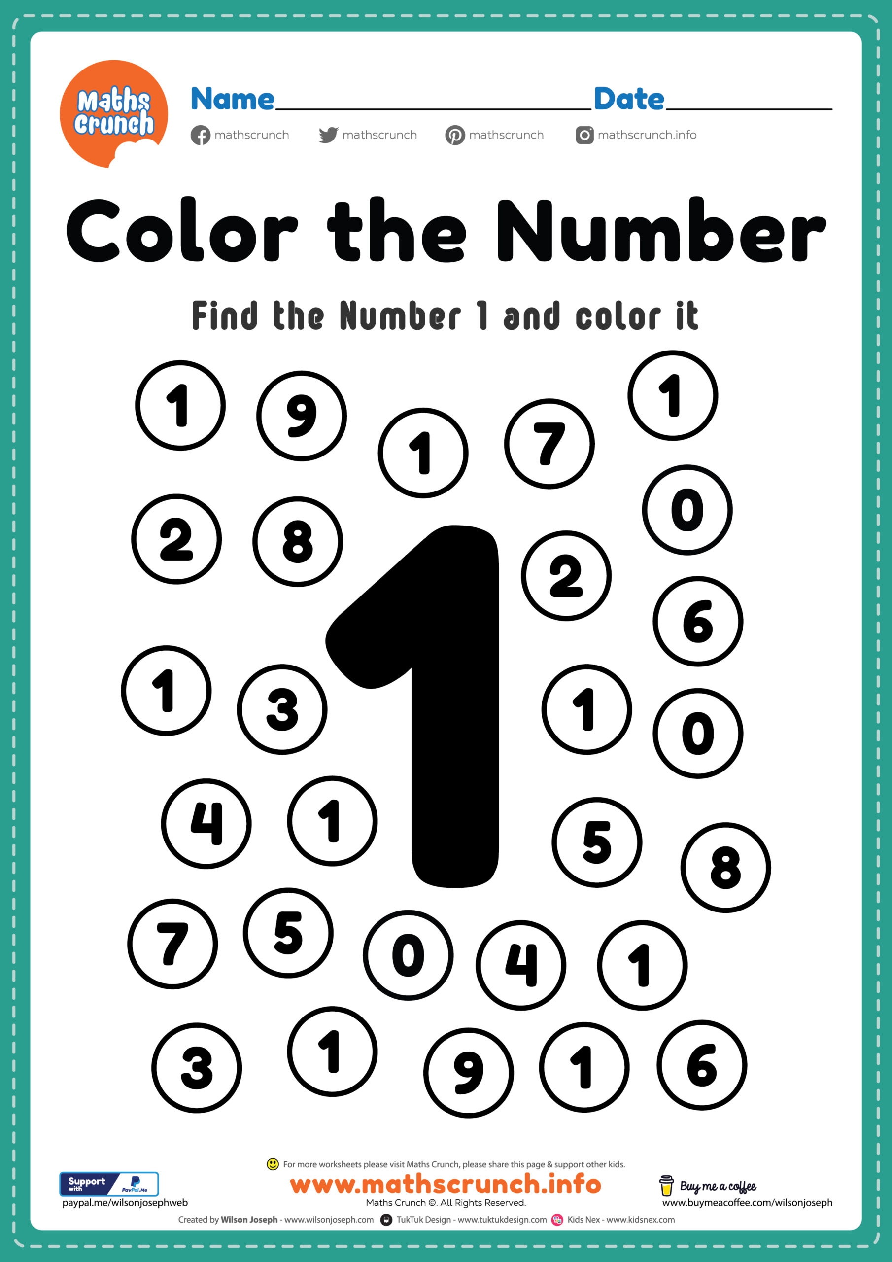free printable numbers worksheet pdf