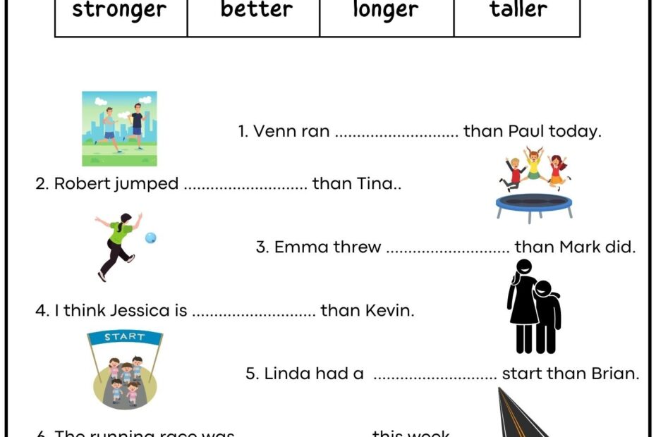 Comparative And Superlative Adjectives Finish The Sentences Using The Correct Comparative Forms Of The Adjectives Printable Grammar Worksheet PDF Ezpzlearn