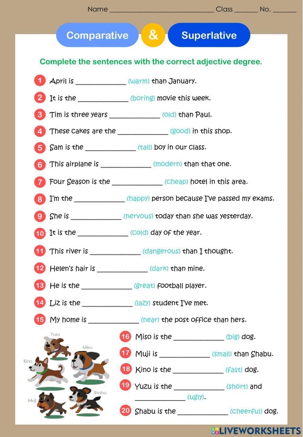 comparative and superlative worksheets