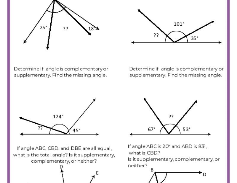 Complementary Supplementary Vertical And Adjacent Angles
