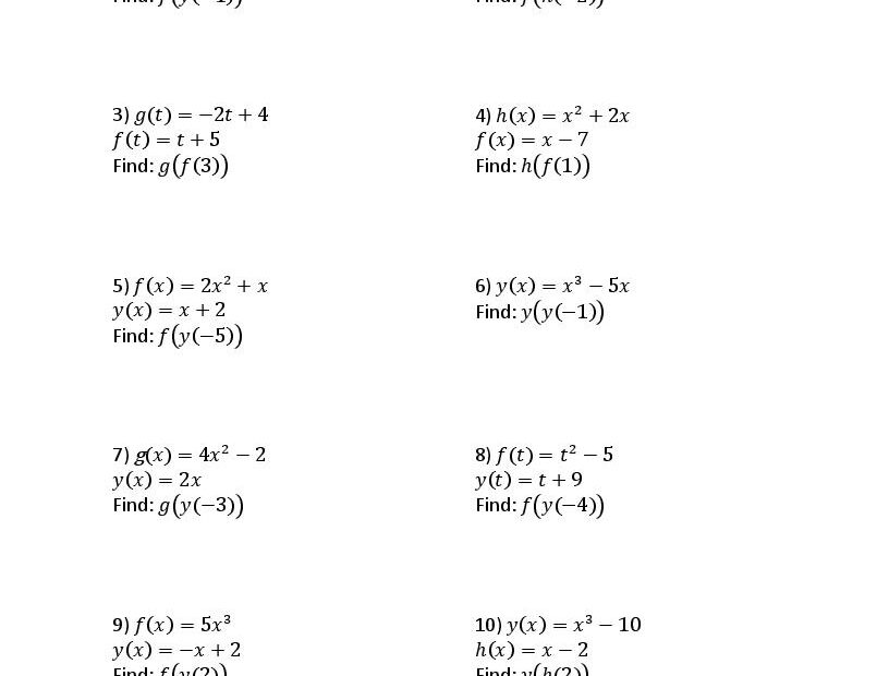 Composition Of Functions Worksheets Worksheets Library