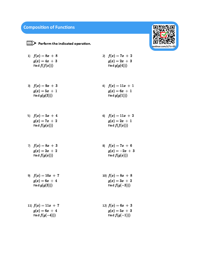 compound functions worksheet