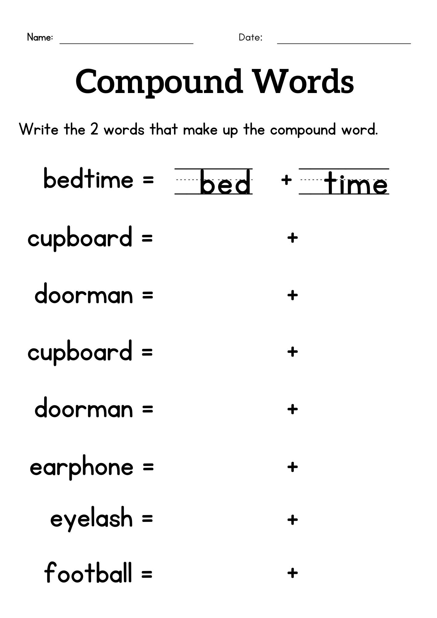 Compound Words Worksheet For Grade 1 Or 2 Compound Words 