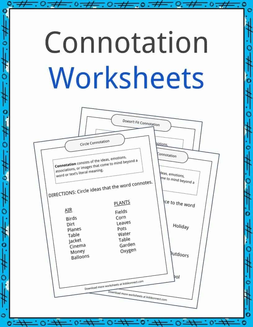 Connotation Examples Definition And Worksheets KidsKonnect