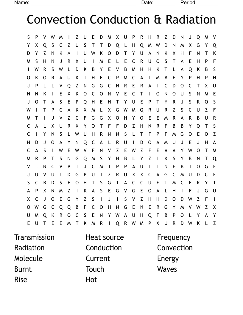 Convection Conduction U0026 Radiation Word Search WordMint